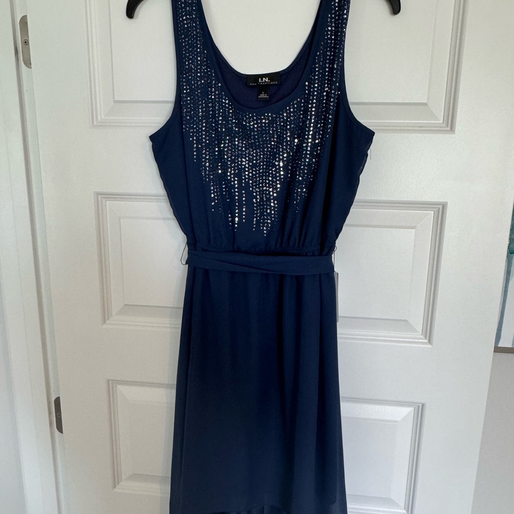 Blue Sleeveless High Low Dress